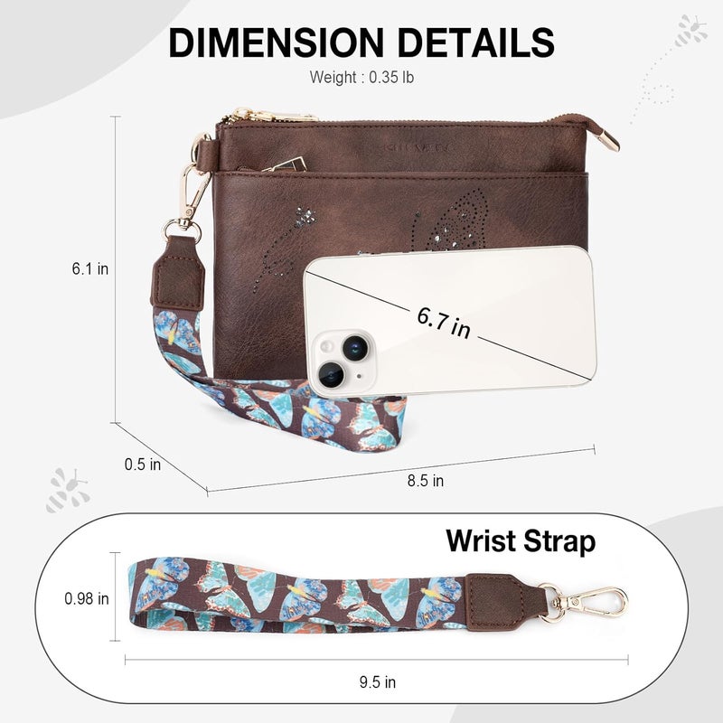 KITEVIUN Wristlet Wallets Clutch Purses for Women, Slim RFID Blocking Cell Phone Wallet Purse with Credit Card Holder - Image 2